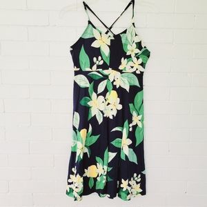 Old navy lemon print dress navy blue size xl girls